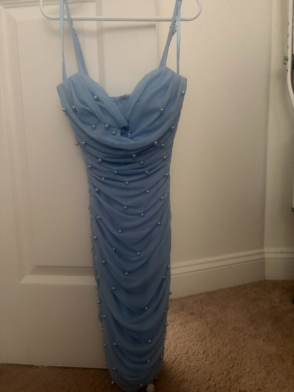 Ruched Pearl Mini Dress XS